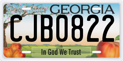 GA license plate CJB0822