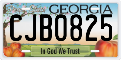 GA license plate CJB0825