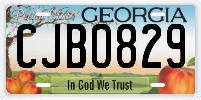 GA license plate CJB0829