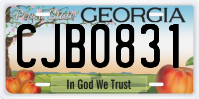 GA license plate CJB0831