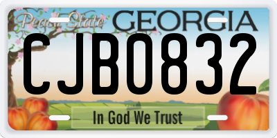 GA license plate CJB0832
