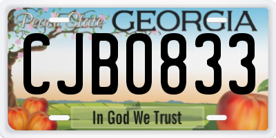 GA license plate CJB0833