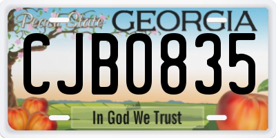 GA license plate CJB0835