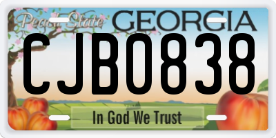 GA license plate CJB0838