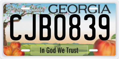 GA license plate CJB0839