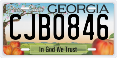GA license plate CJB0846