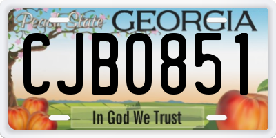 GA license plate CJB0851