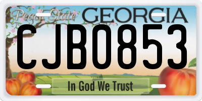 GA license plate CJB0853