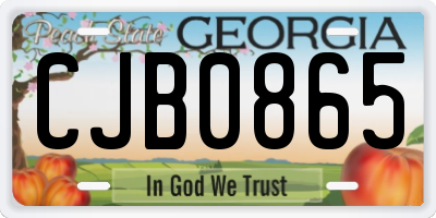 GA license plate CJB0865