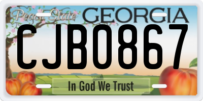 GA license plate CJB0867