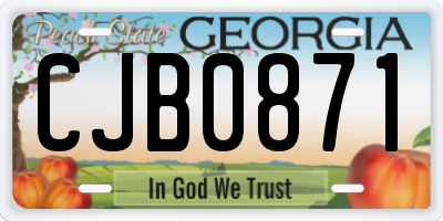 GA license plate CJB0871