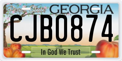 GA license plate CJB0874