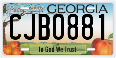 GA license plate CJB0881