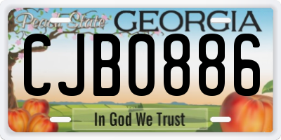 GA license plate CJB0886