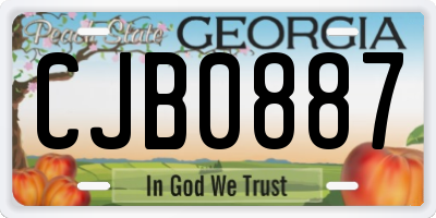 GA license plate CJB0887