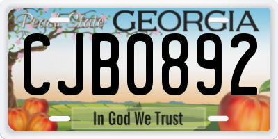 GA license plate CJB0892