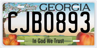 GA license plate CJB0893