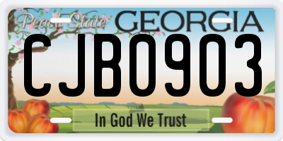 GA license plate CJB0903