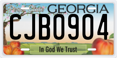 GA license plate CJB0904