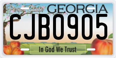 GA license plate CJB0905