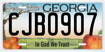GA license plate CJB0907