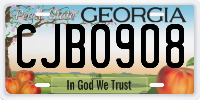 GA license plate CJB0908
