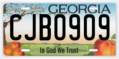GA license plate CJB0909