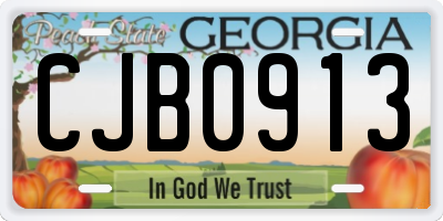 GA license plate CJB0913