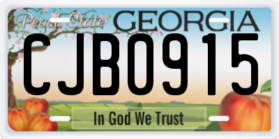 GA license plate CJB0915