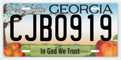 GA license plate CJB0919