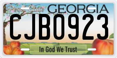 GA license plate CJB0923