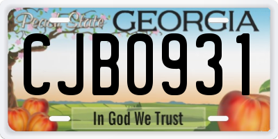 GA license plate CJB0931