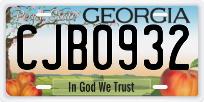 GA license plate CJB0932