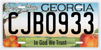GA license plate CJB0933