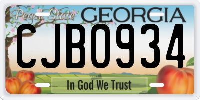 GA license plate CJB0934