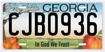 GA license plate CJB0936