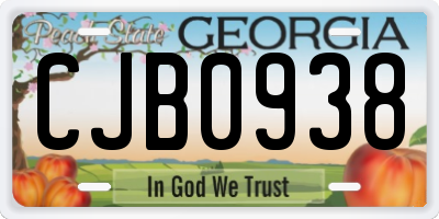 GA license plate CJB0938