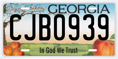 GA license plate CJB0939
