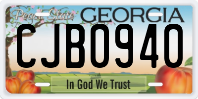 GA license plate CJB0940