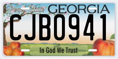 GA license plate CJB0941
