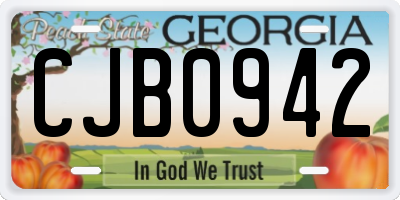 GA license plate CJB0942