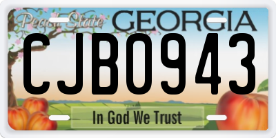 GA license plate CJB0943