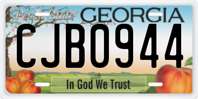 GA license plate CJB0944