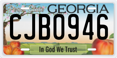 GA license plate CJB0946