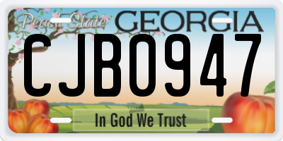 GA license plate CJB0947