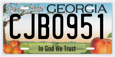 GA license plate CJB0951