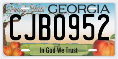 GA license plate CJB0952