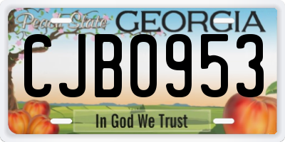 GA license plate CJB0953