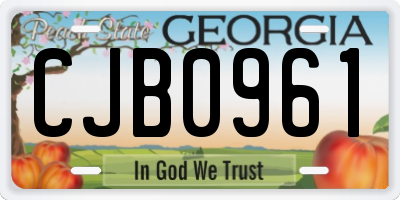 GA license plate CJB0961