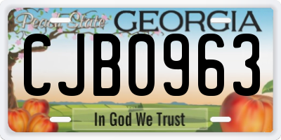 GA license plate CJB0963